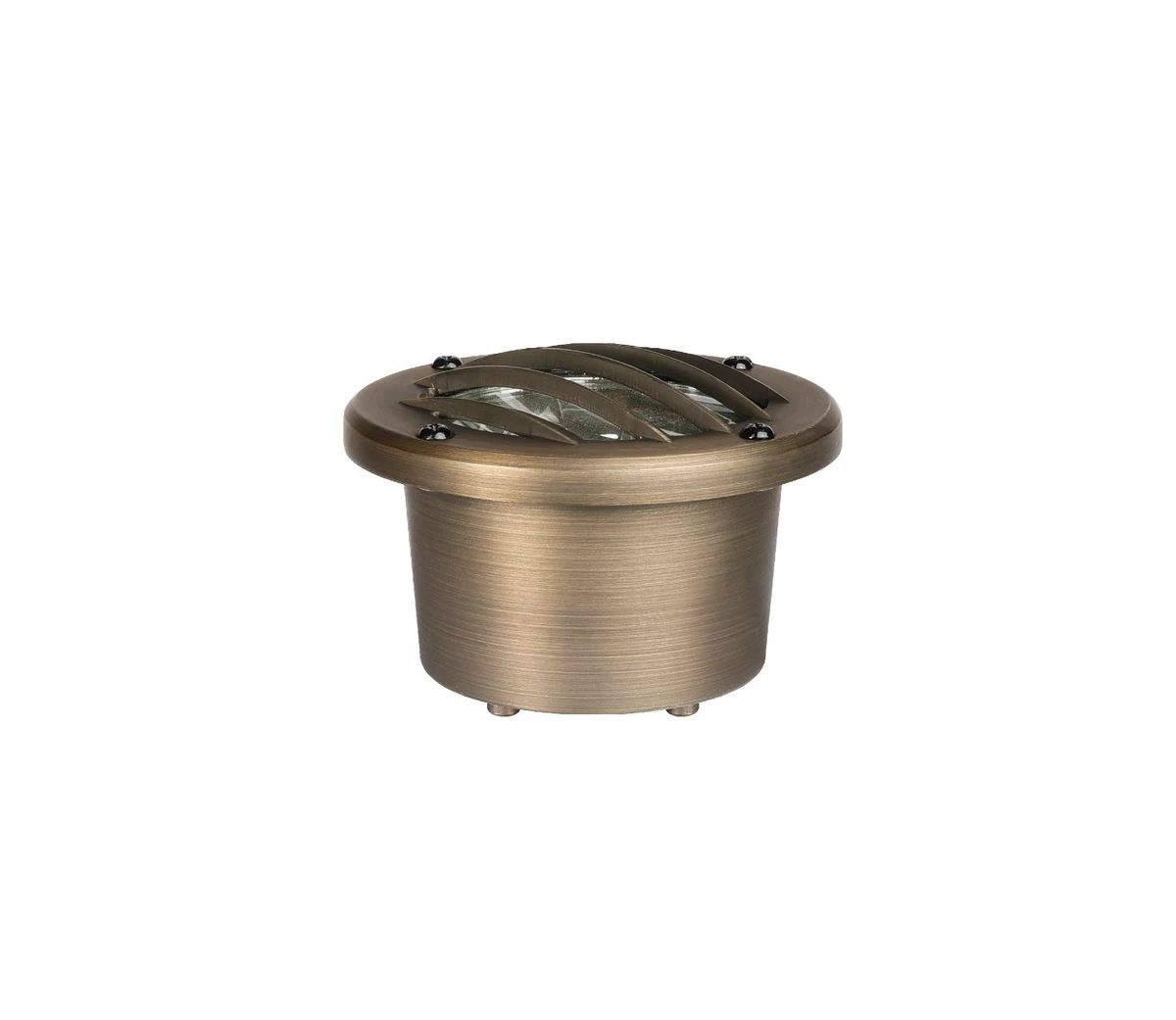 Brass Well Light with Louvered Rock Guard